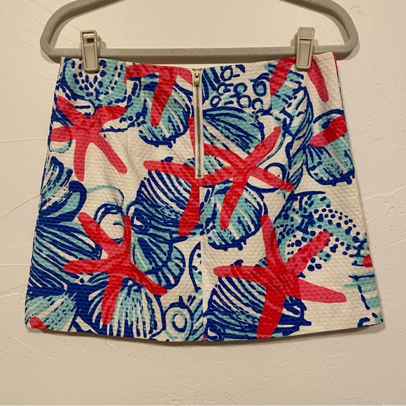 LILLY PULITZER TATE MINI SHE SELLS SEASHELLS STARFISH RED PRINT PREPPY SKIRT - Picture 8 of 16